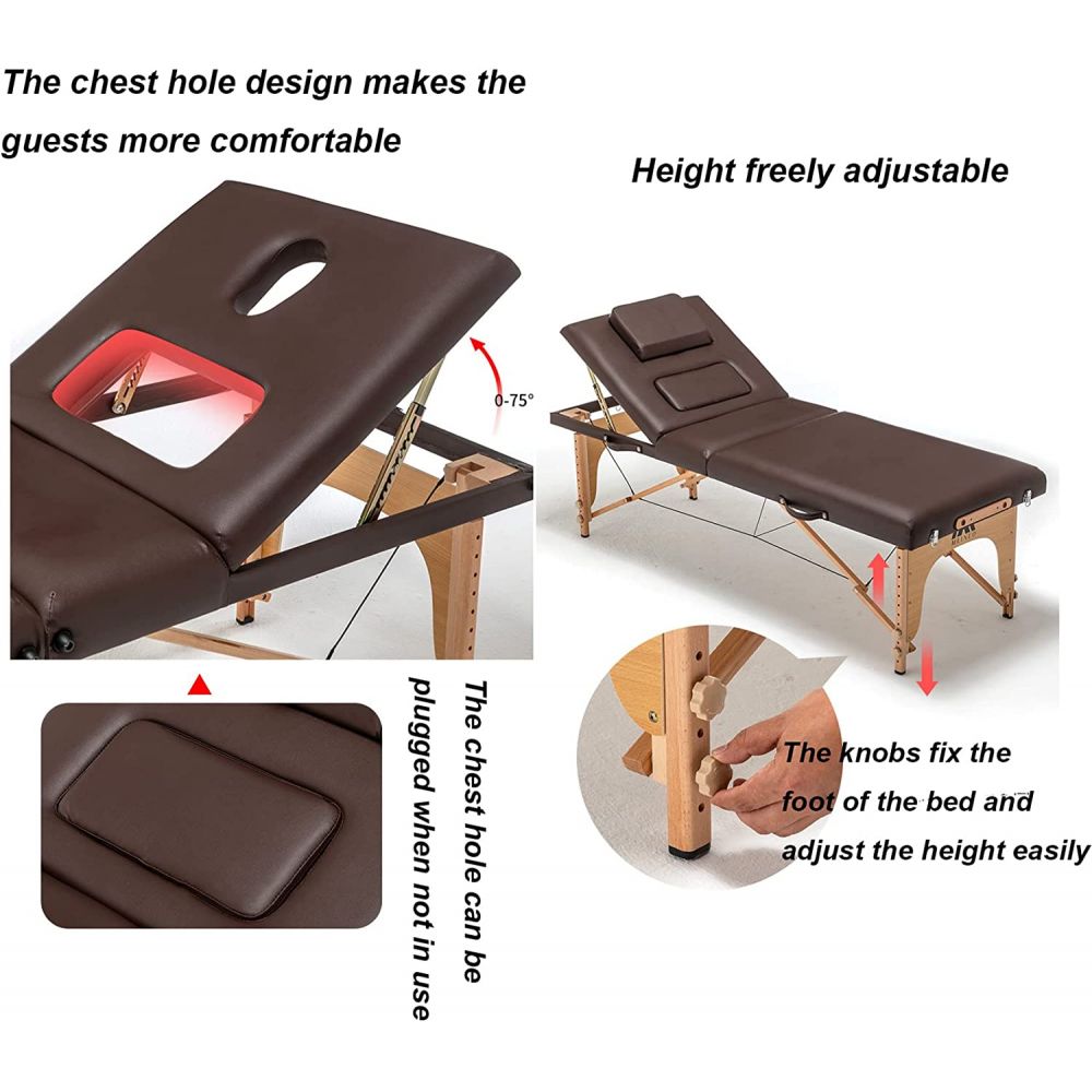 Beauty Salon Adjustable Folding Facial and Massage Bed 
